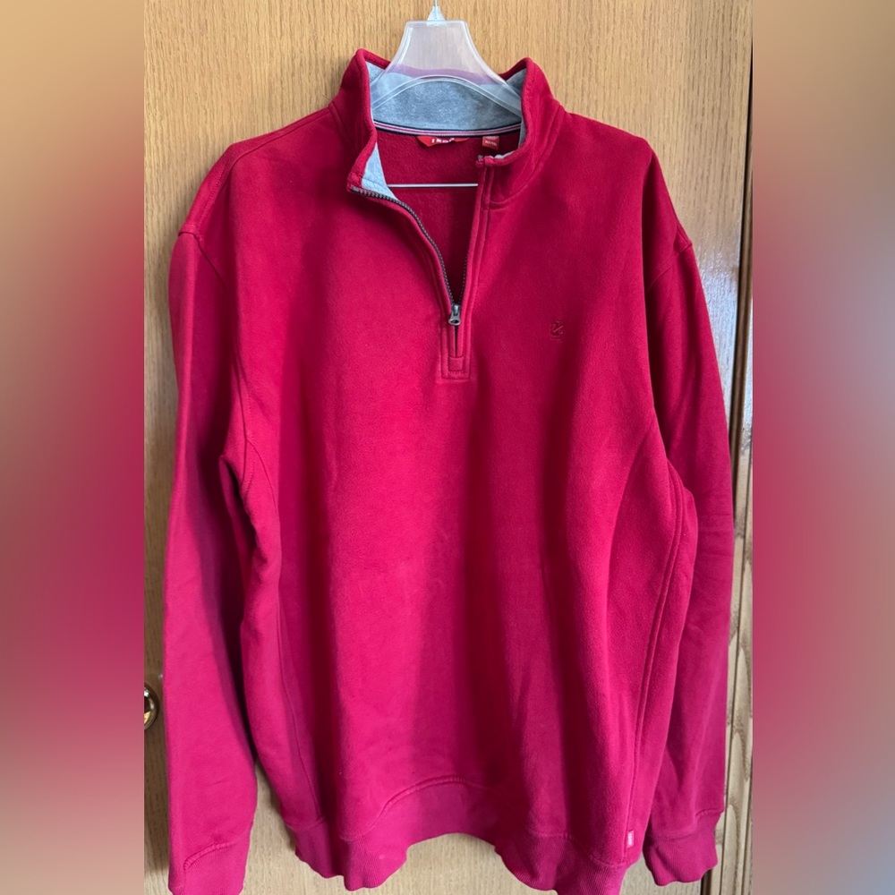 Izod Men's Bright Red Quarter-Zip Fleece Pullover